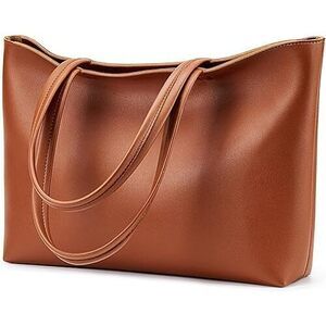 Kalidi Tote Bag Zipper Shoulder Bag Faux Leather Purses Satchel For Women Casual